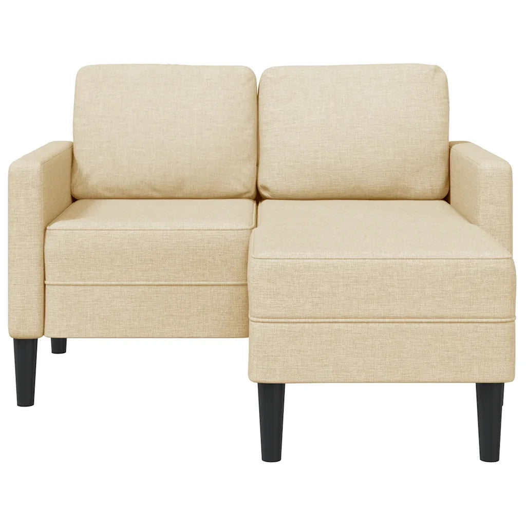 Divano 2 Posti con Chaise longue a L-Sofa 2 Posti con Chaise Crema 125 cm in Tessuto