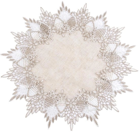 Tavolo Ronde Coperta 40x40 cm - Lino - Decorazione da Tavolo - Orlo - Tavolo da Pranzo - Tavolo da Salotto - Design Elegante
