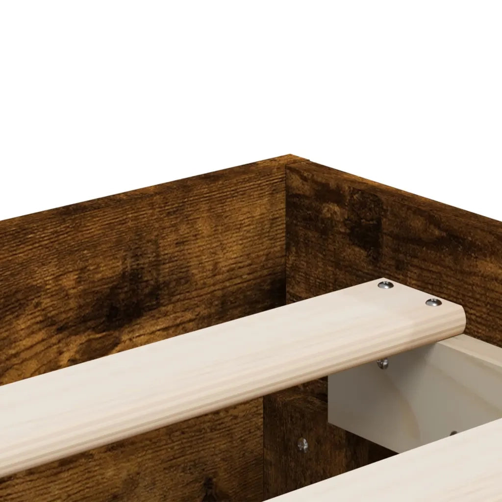 Letto matrimoniale | Letto per adulti | Giroletto con Cassetti Rovere Fumo 135x190 cm Legno Multistrato