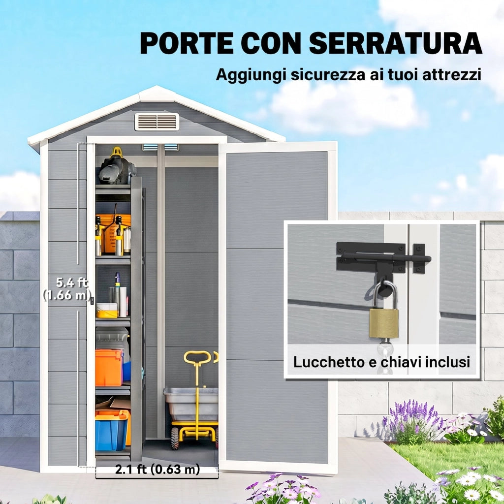 Casetta da Giardino in Resina ¨C zephmum ¨C Grigio 130x180 cm