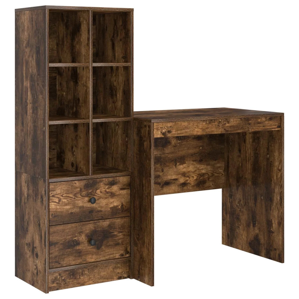 Scrivania con cassetto con lo scaffale 2 pcs Rovere fumé 3337357