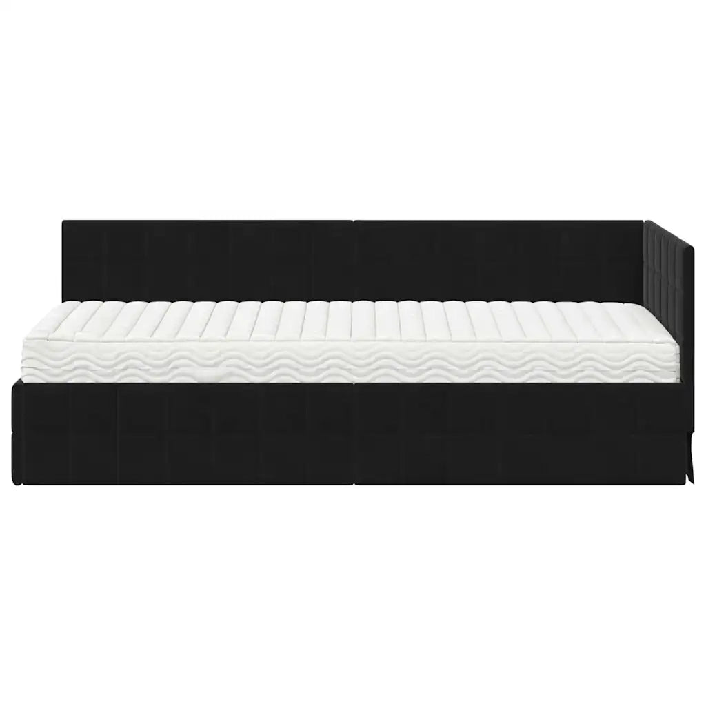 Struttura Letto Angolare con Materasso 2 pz-Giroletto con materasso Nero Velluto 203509