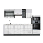 Cucina componibile Fame-Line Bianco lucido/Antracite 280 cm, PL Marmo Vicco