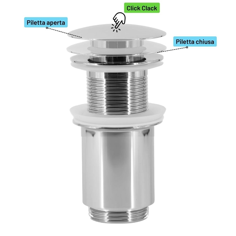 Piletta universale miscelatore ottone lavabo bidet click clack tappo vasca bagno *** tipo di accessorio senza troppop...