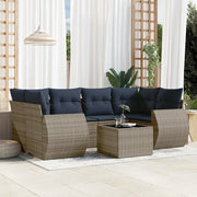Set Divani da Giardino 7 pz con Cuscini Grigio in Polyrattan 3221120