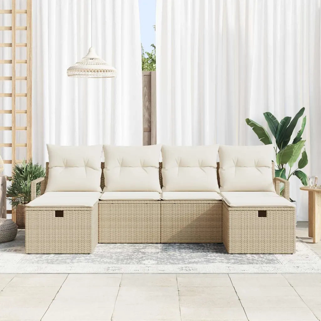 Set di divani con cuscino 6 pcs Beige e Crema polyrattan