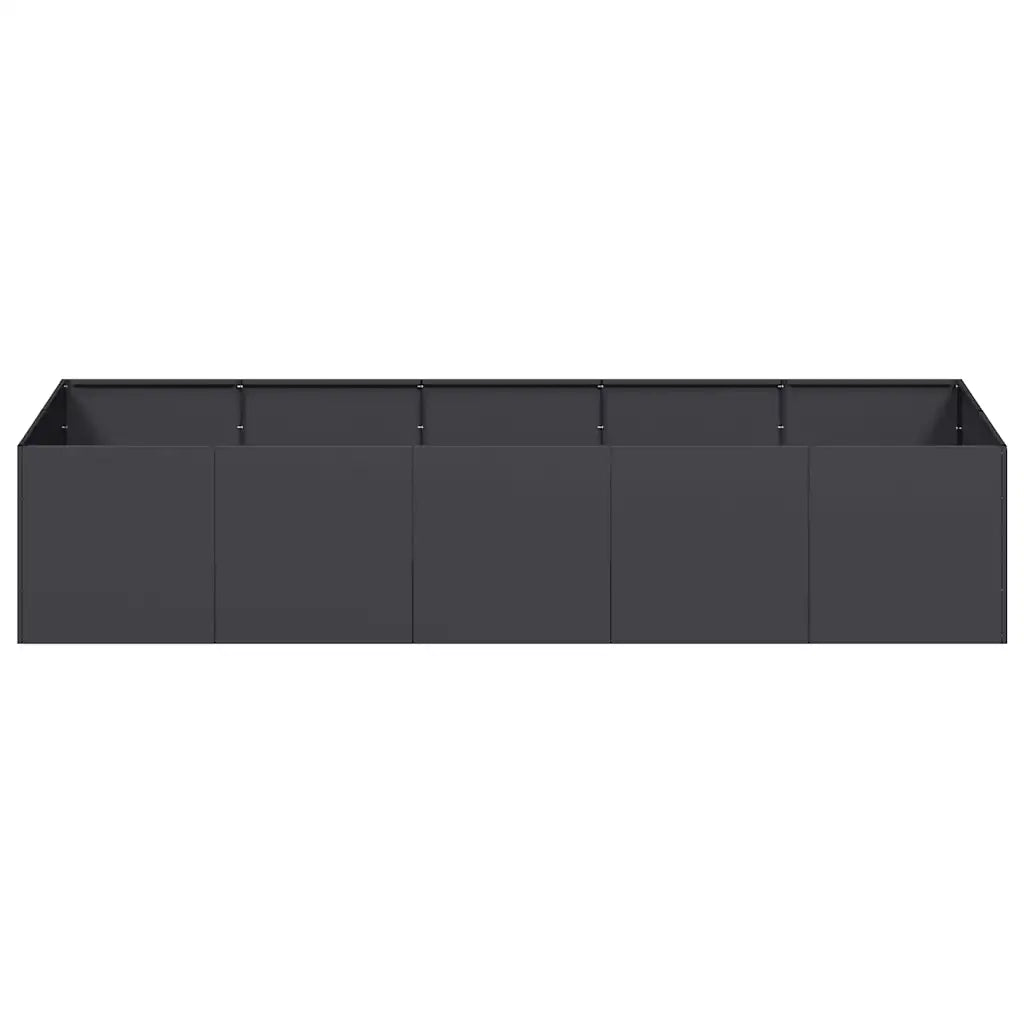 Fioriera in acciaio laminato a freddo 200 x 80 x 40 cm design moderno per giardino balcone uso esterno nera 02_0051535