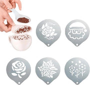 Stencili per caffè in acciaio inossidabile - cornici per caffè - riciclabili - metallo - stencil d'arte - latte cappuccino - decorazione per torte - 5 pezzi.