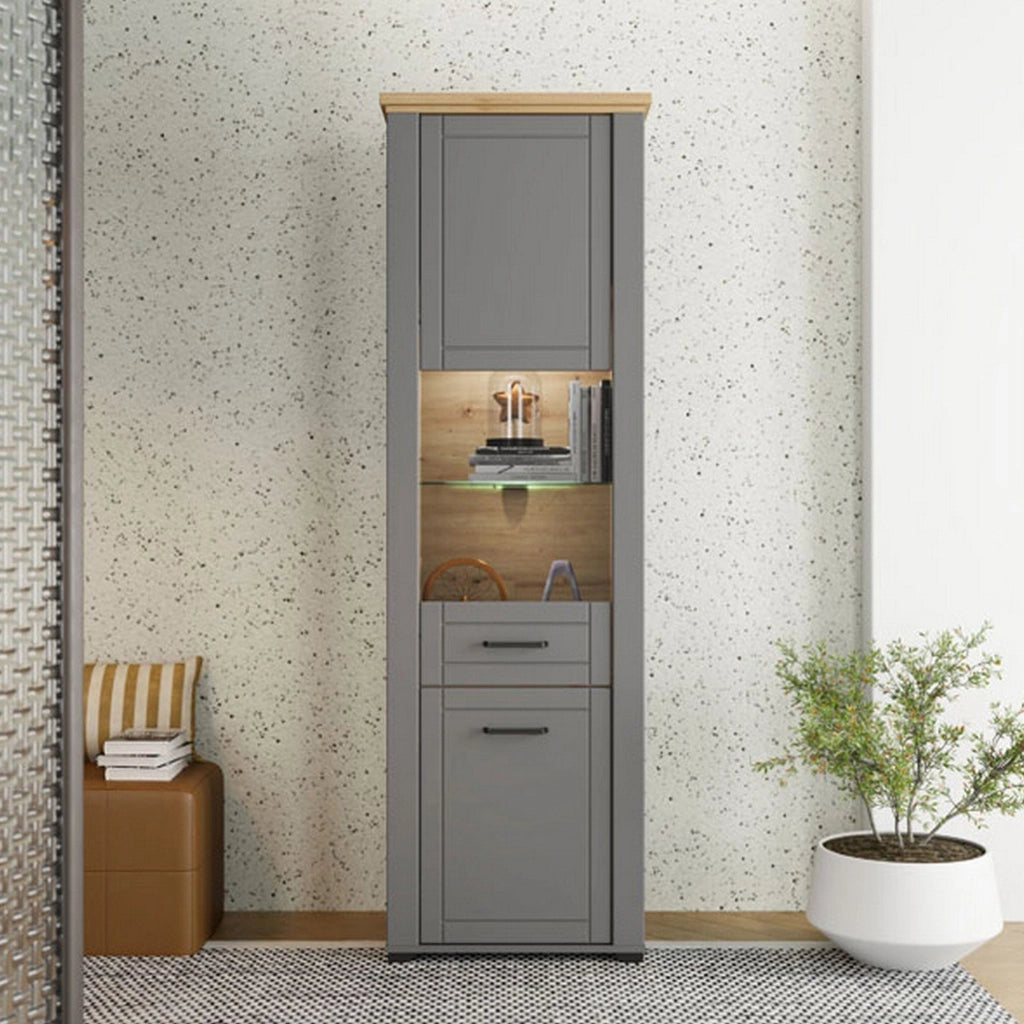Mobile Espositore Piscinas, Vetrina 4 Ripiani, 60.5x41x194.5h cm Grigio
