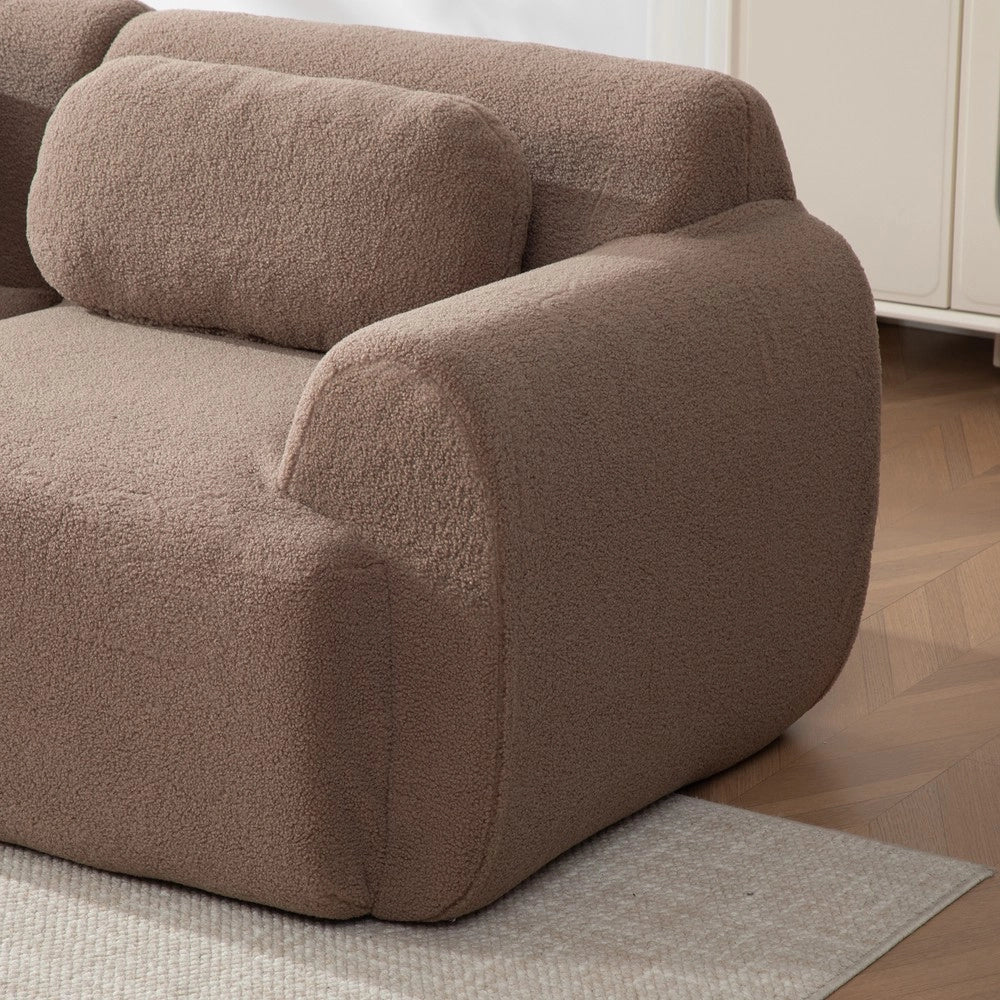 Divano Modulare in Tessuto Chenille ¨C MINIMAL ¨C Camel, Schiumato 30D, Antiscivolo