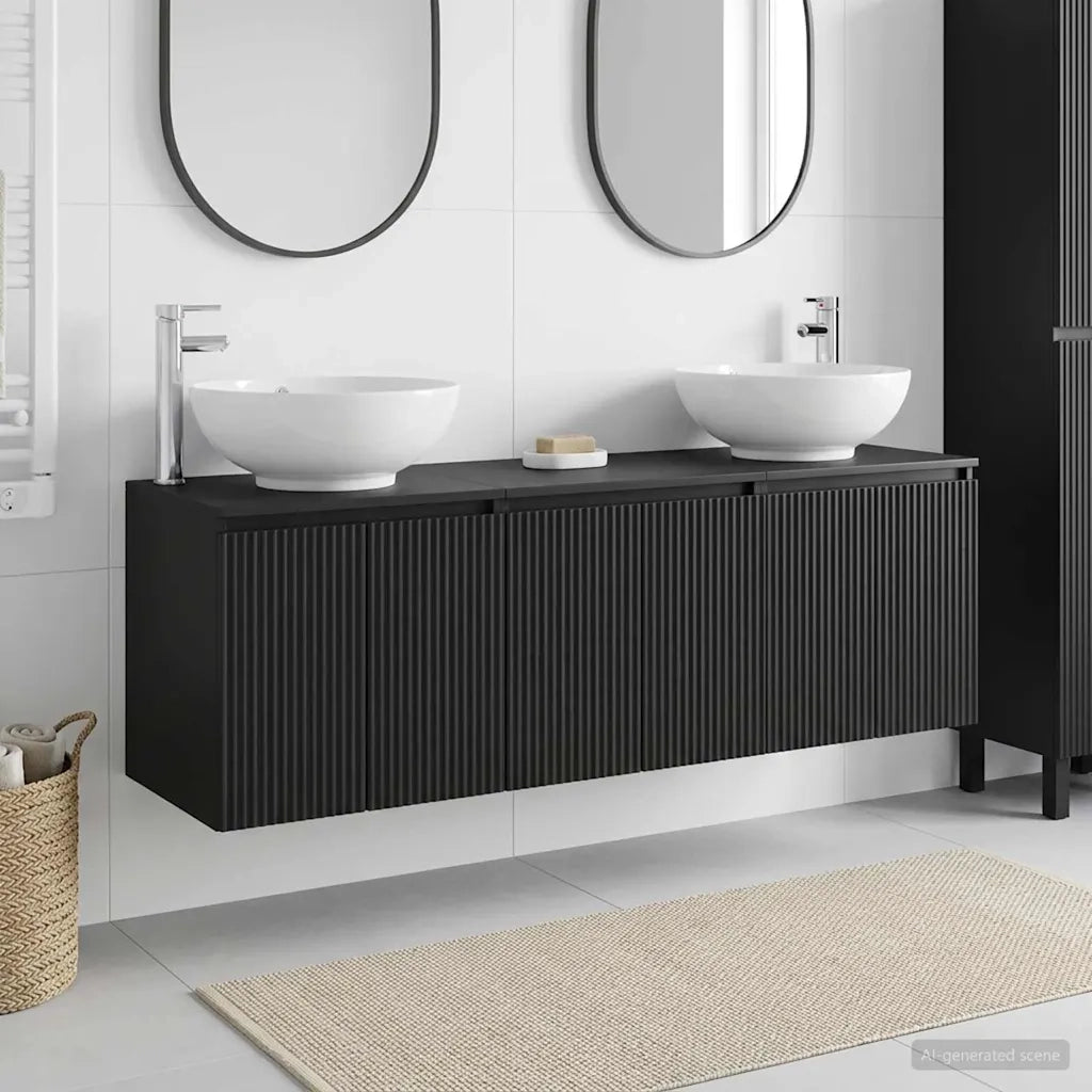 Set di Armadi da Bagno 3 pz Nero 49,5 x 44,5 x 65 cm