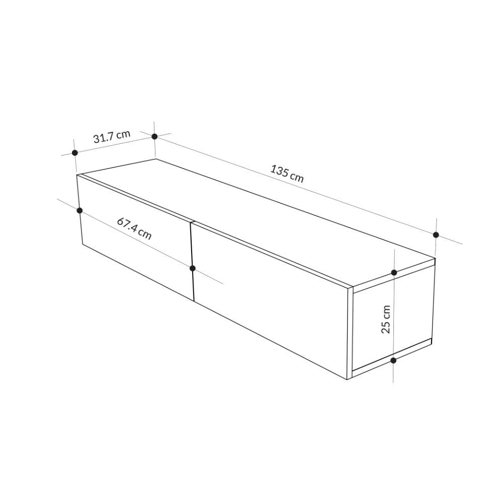 Mobile TV Sospeso 135x31,7x25 cm in MDF Francy Bianco
