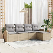 Set di divani 5 pcs Beige e Grigio Chiaro polyrattan 3354669