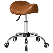 Sgabello da lavoro con rotelle e sella ergonomica ¨C zephmum ¨C marrone 52x53x49-61cm