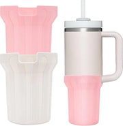 Protezione in Silicone per Otre da Acqua - Accessori per Stanley Cup - Protezione per Otre - Anticorrosione e Riduzione Rumore - 2 Pezzi - Bianco e Rosa