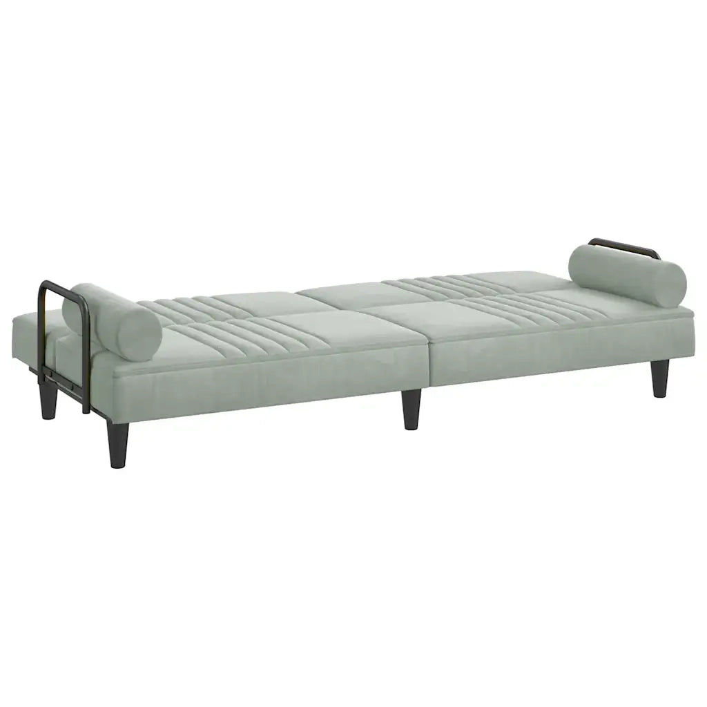 Divano Letto con Braccioli Grigio Chiaro in Velluto 351894