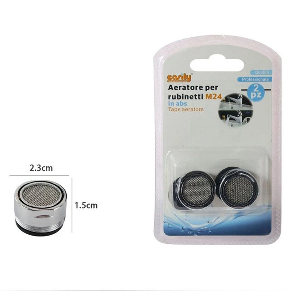 Trade Shop - Set 2 Pezzi Aeratore Per Rubinetti M24 In Abs Filtro Maschio Guarnizioni 52227 -