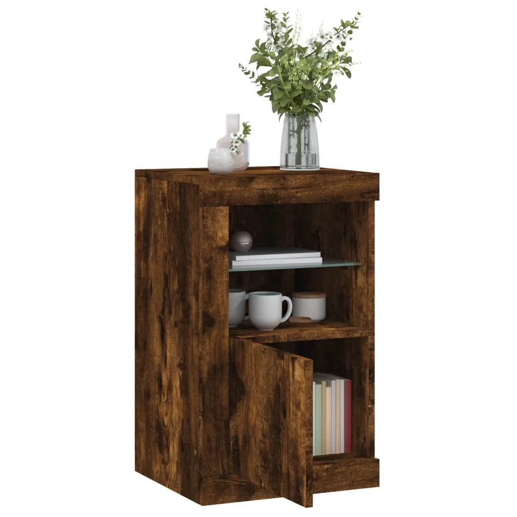 Armadietti con Luci LED 2pz Rovere Fumo in Legno Multistrato 836639