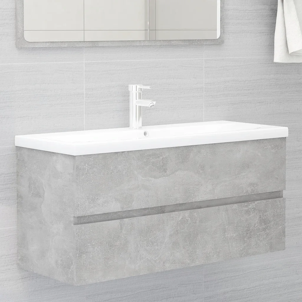 Mobile con Lavabo Integrato Grigio Cemento in Legno Multistrato 3071571