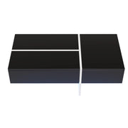 TAVOLINO DA SALOTTO 100x50x34,5 cm Nero Lucido con LED App e 3 cassetti