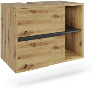 Mobile sottolavabo per bagno Viola, Artigiano/grigio, 80 x 60 cm con 2 cassetti