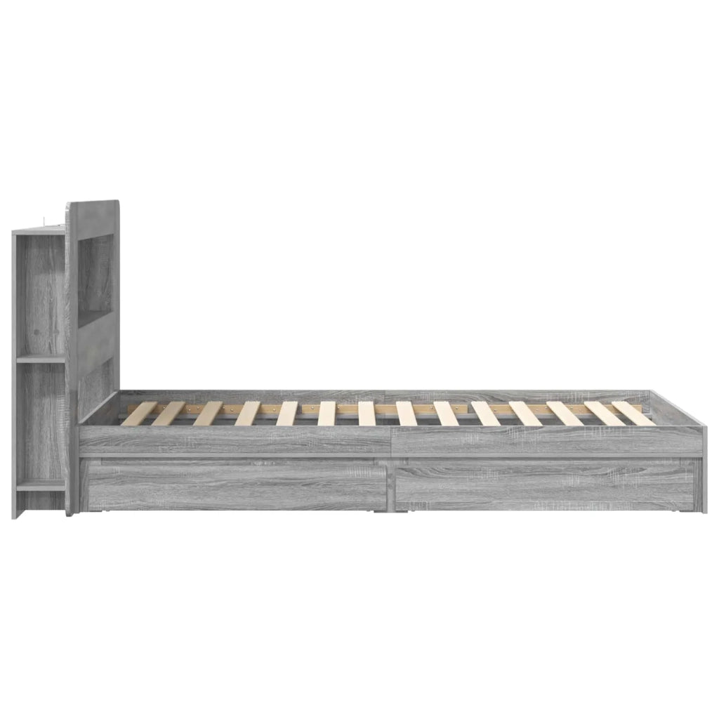Telaio del letto con storage Sonoma grigio 75 x 190 cm