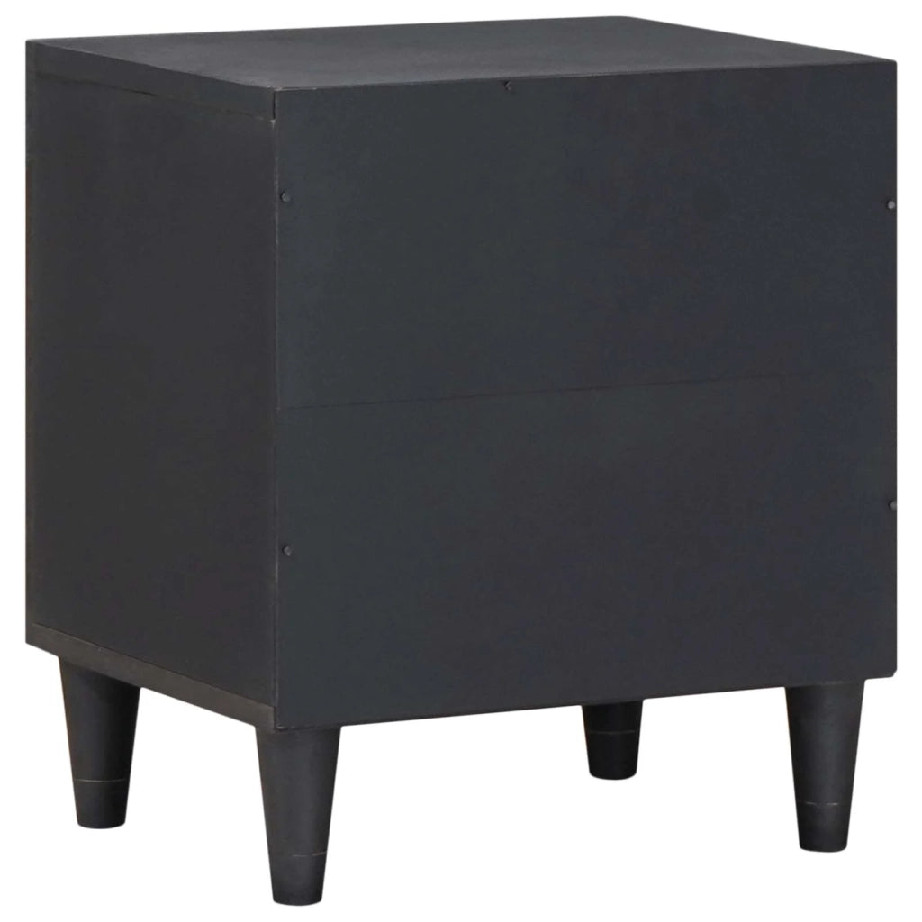 Comodino con porta Nero 40 x 33 x 46 cm Legno di mango massello