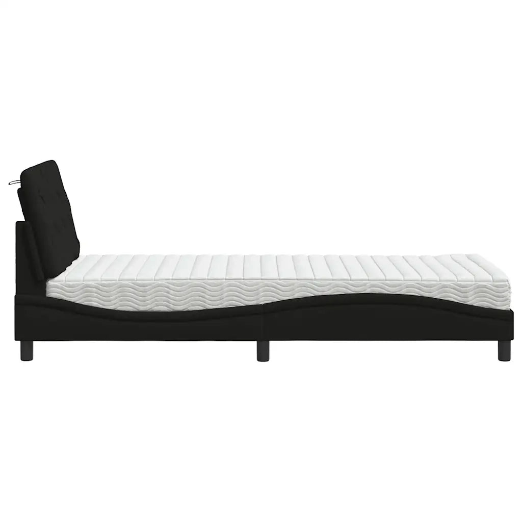Letto con Materasso Nero 90x190 cm in Tessuto 3310708
