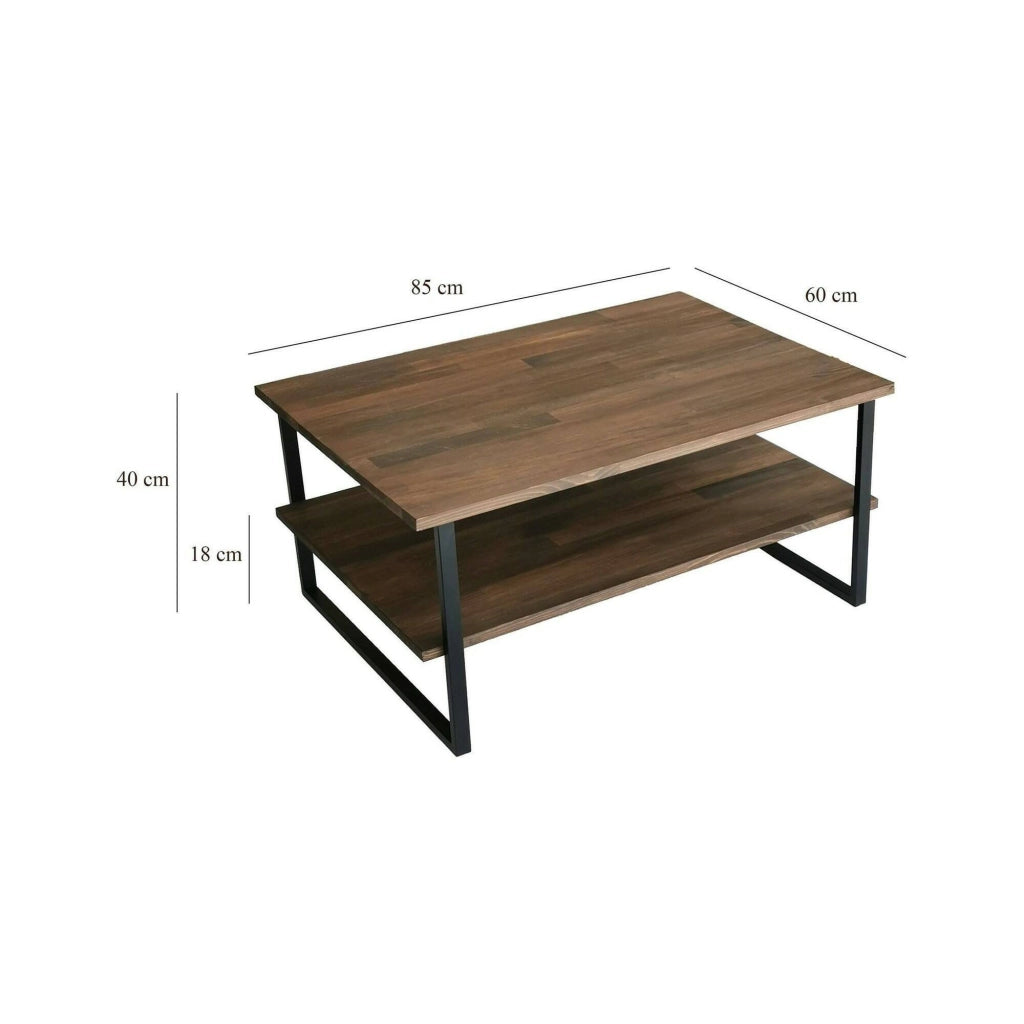 Tavolino da salotto Aprica, Tavolo basso da caffè, Portariviste per divano, Ripiano da soggiorno, 85x60h40 cm, Noce