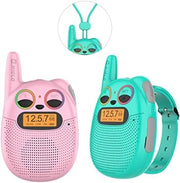Set di Walkie Talkie Portatile - per Bambini - Ricaricabile con Radio FM - e Occhi LED Blinkanti - 3 km