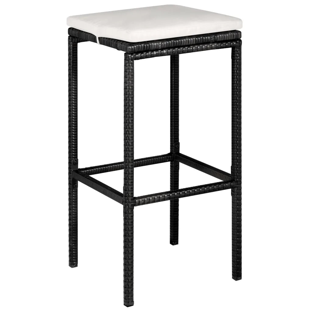 Set da Bar da Giardino 5 pz con Cuscini in Polyrattan Nero 3064914