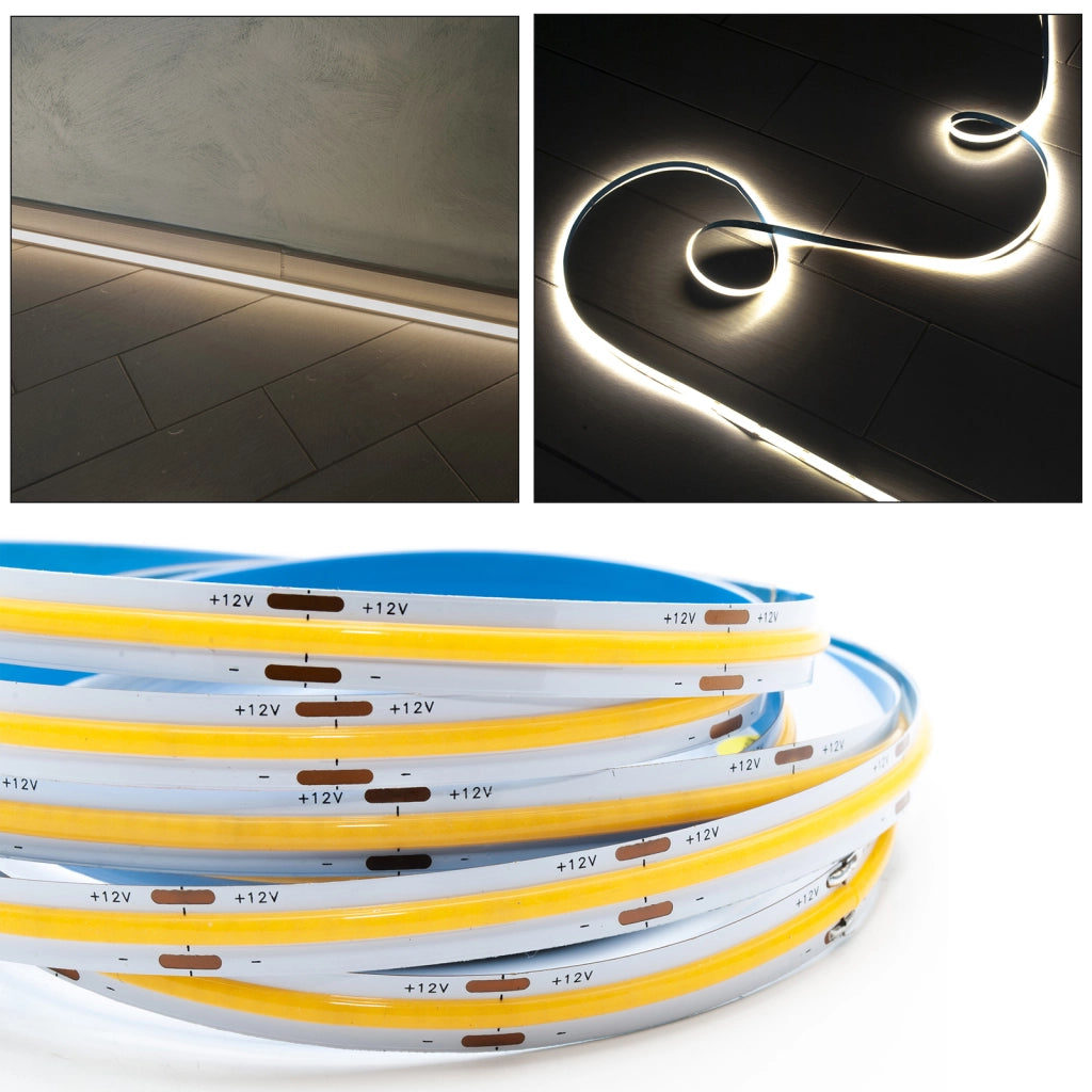 Striscia flessibile LED COB lineare lama luce continua profili 70W 12V 5M 7000lm 3000K