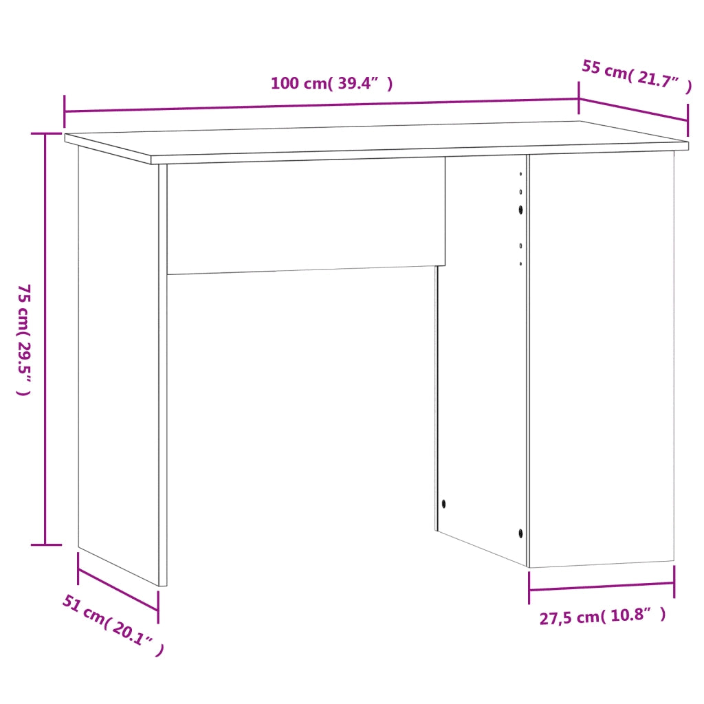 Scrivania Grigio Sonoma 100x55x75 cm in Legno Multistrato 823030