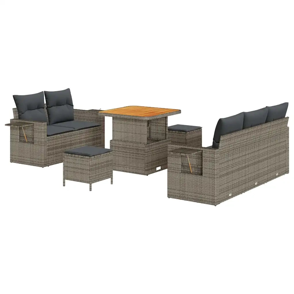 vidaXL Set Divano da Giardino 8 pcs Grigio polyrattan