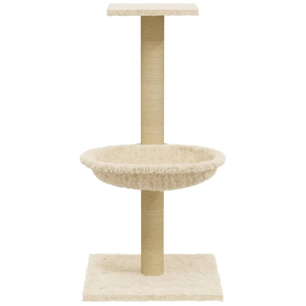 Tiragraffi per gatti Mobili per arrampicata su torre Tiragraffi piattaforma da arrampicata con tiragraffi in sisal 74 cm crema 02_0022438