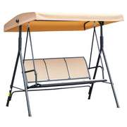 Amaca da giardino 3 posti con tenda reclinabile ¨C zephmum ¨C beige 175x118x159 cm