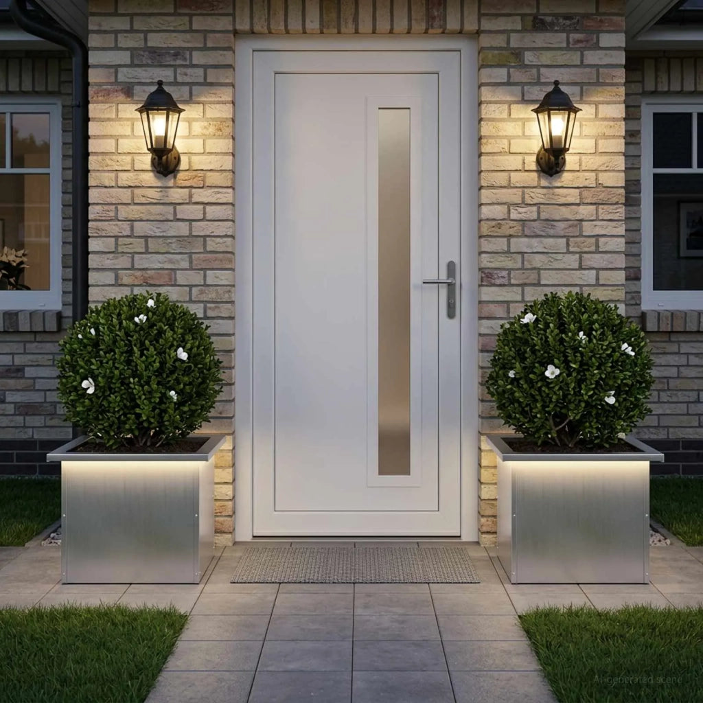 Fioriera da giardino con LED 2 pz Argento 30 x 40 x 30 cm 8008081