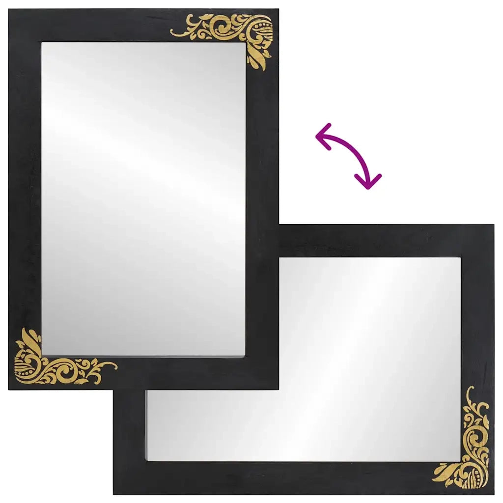Specchio da bagno con specchio Nero e Argento 70 x 50 x 2,5 cm