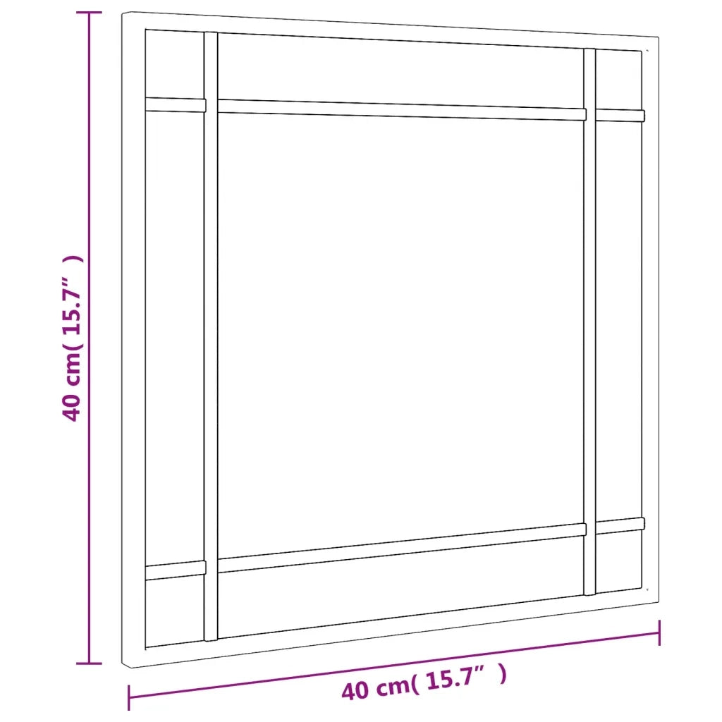 Specchio da Parete-Specchio a Muro-Specchio Decorativo Nero 40x40 cm Quadrato in Ferro