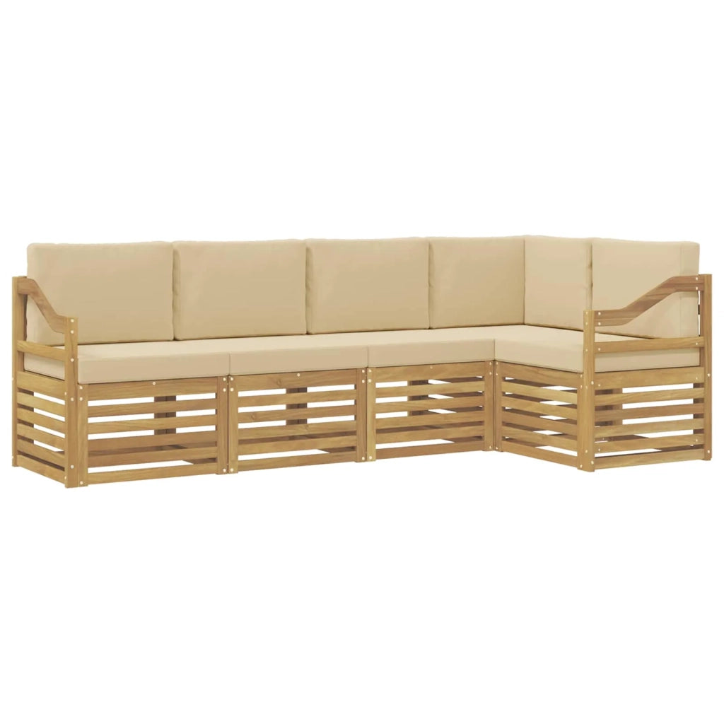 Set di divani da esterno 5 pcs Bianco e Beige