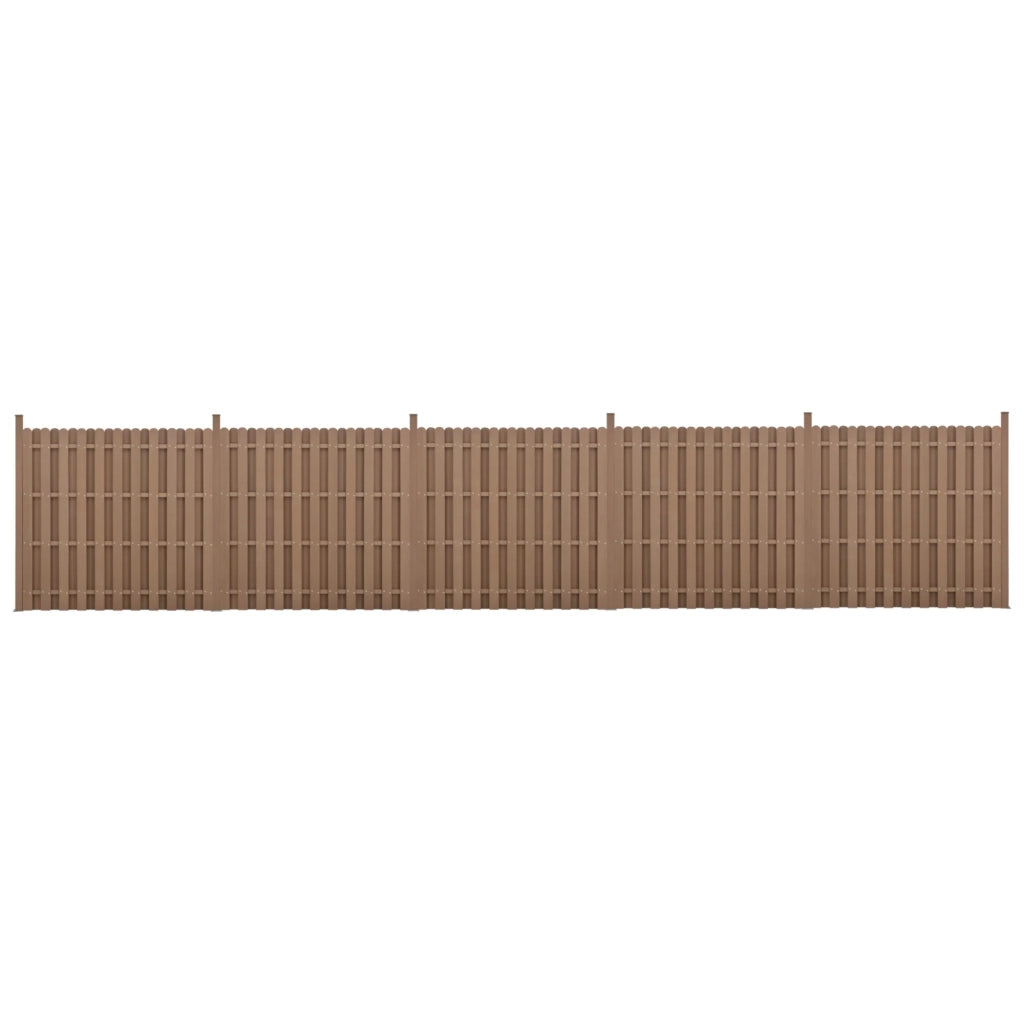 Set di 5 pannelli frangivento/schermo per la privacy in legno composito (WPC) marrone 185 x 932 cm 03_0006590