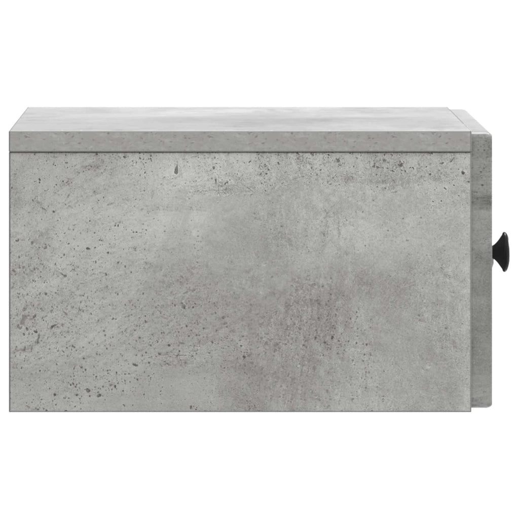 Set di 2 Comodini | Armadio da Notte | Mobiletto da notte a muro con cassetto Grigio Cemento