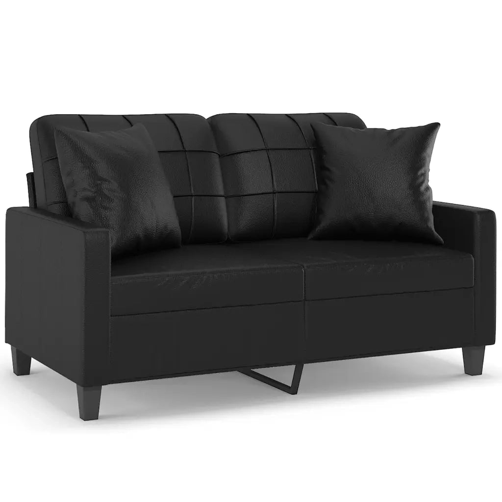 Divano a 2 Posti con Cuscini Nero 120 cm in Similpellecod mxl 118915