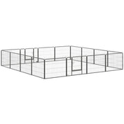 Box per cuccioli, altezza 60 cm, 16 segmenti, box per animali domestici, cancelletto per cuccioli, box personalizzabile, con 2 porte, acciaio