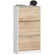 Scarpiera AKORD Bianco 60 cm 3 ante inserto frontale Sonoma Quercia 60x28,5x113 cm