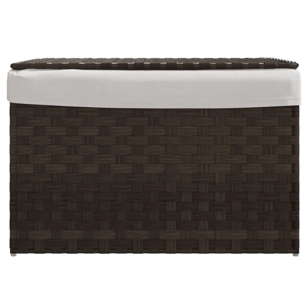 Cesto Biancheria Coperchio Marrone Scuro 55,5x35x34 Polyrattan CFW9698030