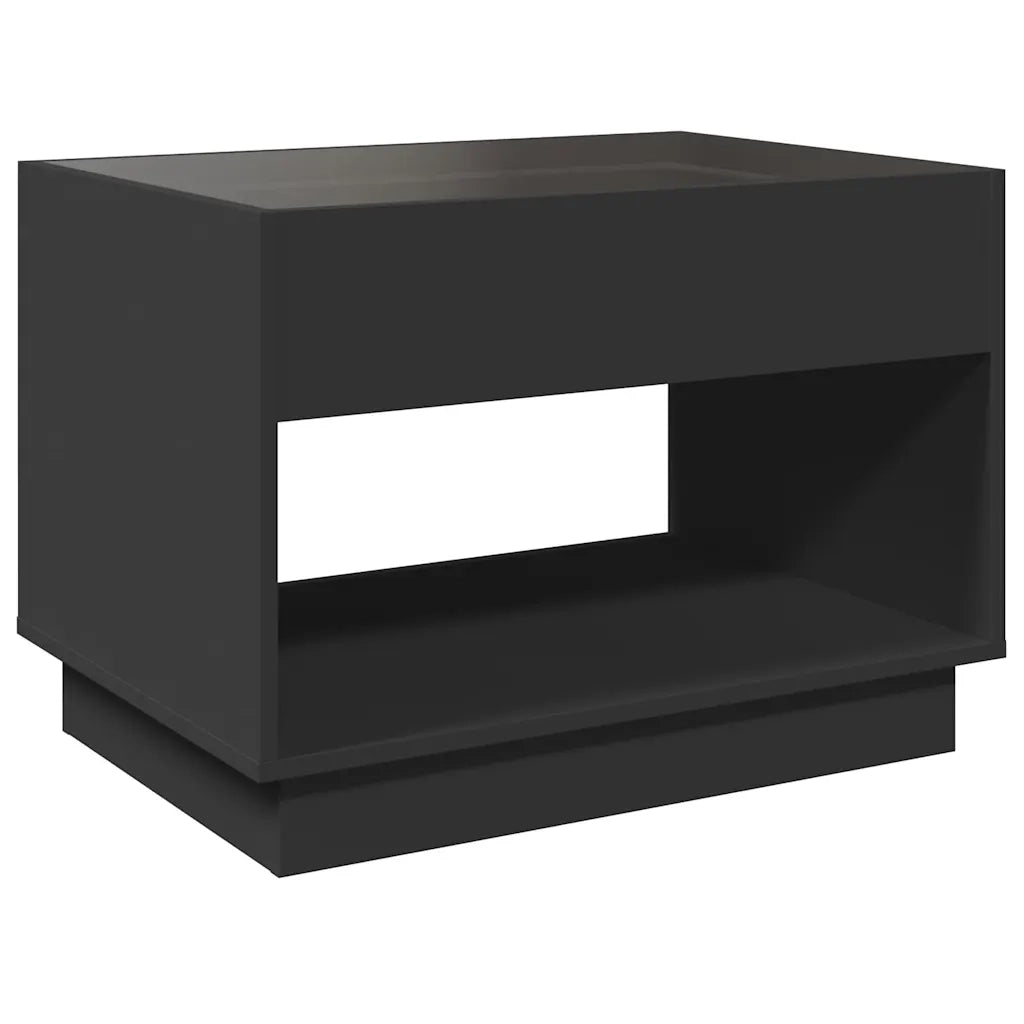Tavolino da Salotto con LED Infinity-Tavolino da soggiorno Nero 70x50x50 cm
