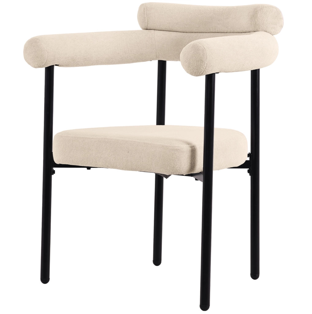 Sedia imbottita 70x62x84 cm ergonomica in velluto scamosciato e ferro beige