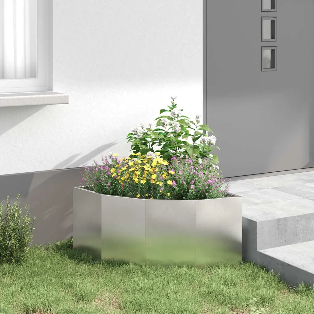 Fioriere | Cassetta per fiori | Vaso d'angolo Argento 60 x 60 x 35 cm Acciaio inossidabile