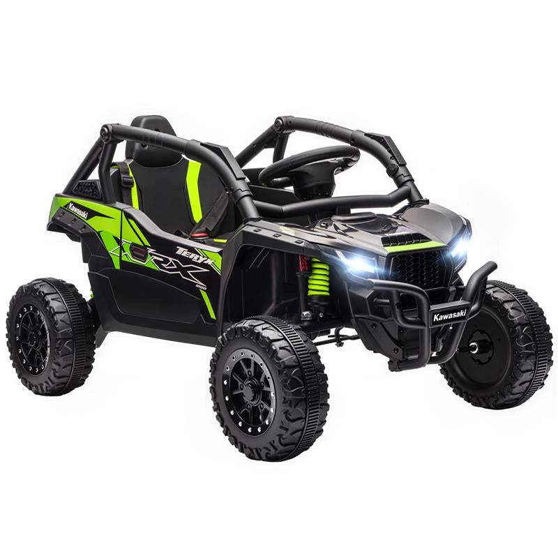 MACCHINA ELETTRICA PER BAMBINI 3-5 ANNI 12V CON LICENZA KAWASAKI, DOPPIO MOTORE, TELECOMANDO E MUSICA, NERO